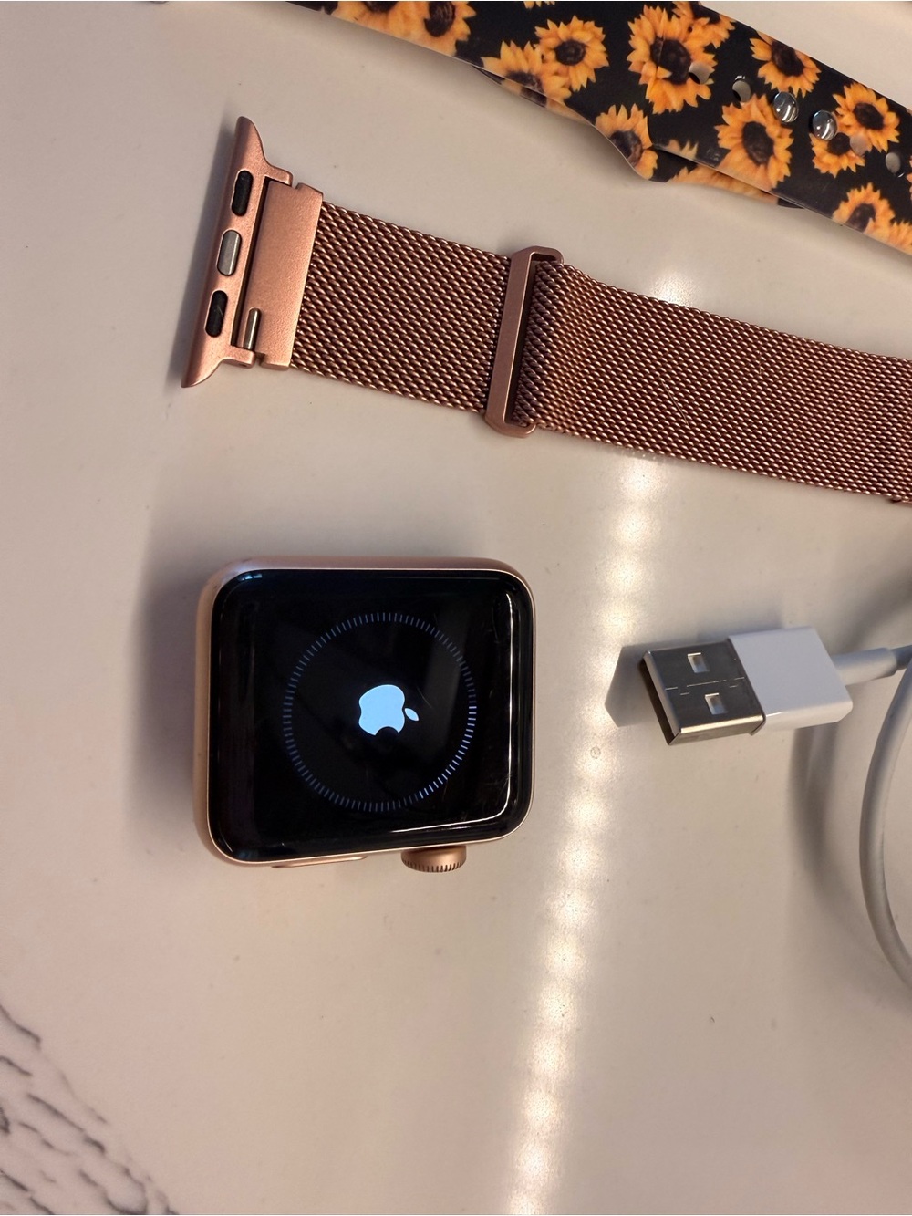 Apple Rose Gold Stainless Mesh Band Smartwatch